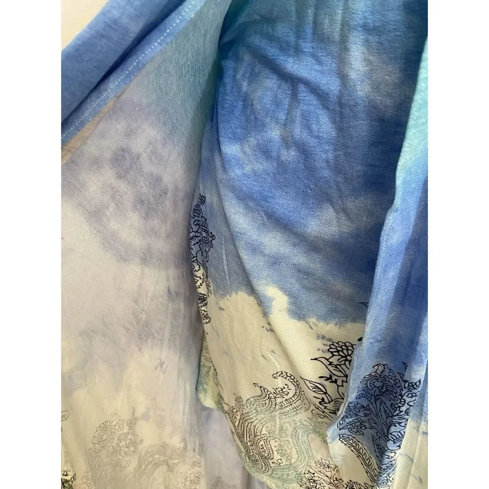 NWT Sky Brand Crochet High Low Turquoise Tie Dye Floral RTL $239 Sleeveless Sz L - Picture 5 of 5